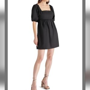 NWT Steve Madden Puff Sleeve Square Neck Mini Short Dress Inara Black - Size M
